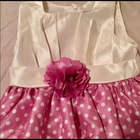 NWT 12 m Boutique Pink Polka Dot Dress &amp; VGUC Sz 6.5 Leather Shoes Outfit