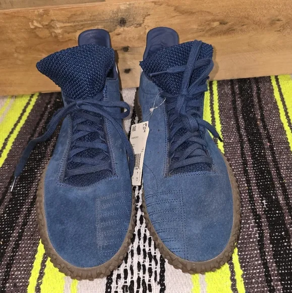 NWT Adidas Blue Suede Sneakers with Brown Soles Size:11