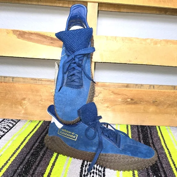NWT Adidas Blue Suede Sneakers with Brown Soles Size:11