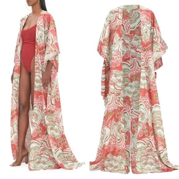 NWT ANDREA IYAMAH Gamba Maxi Tie-Waist Robe One Size $350