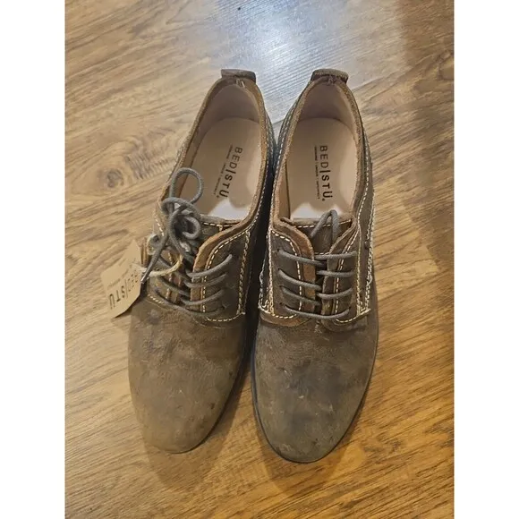 NWT Bed Stu Dupont Men's Size 8.5 Brown Distressed Leather Lace Up Oxford Shoes