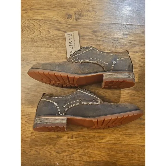 NWT Bed Stu Dupont Men's Size 8.5 Brown Distressed Leather Lace Up Oxford Shoes