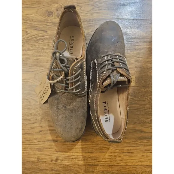 NWT Bed Stu Dupont Men's Size 8.5 Brown Distressed Leather Lace Up Oxford Shoes