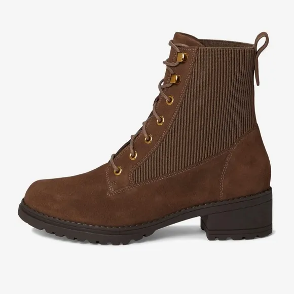 NWT Cole Haan Combat Boots DK Chocolate Suede Camea Size 8.5