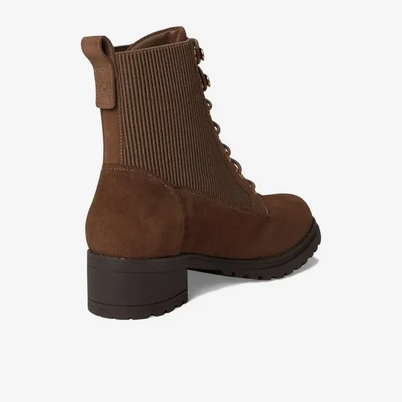 NWT Cole Haan Combat Boots DK Chocolate Suede Camea Size 8.5