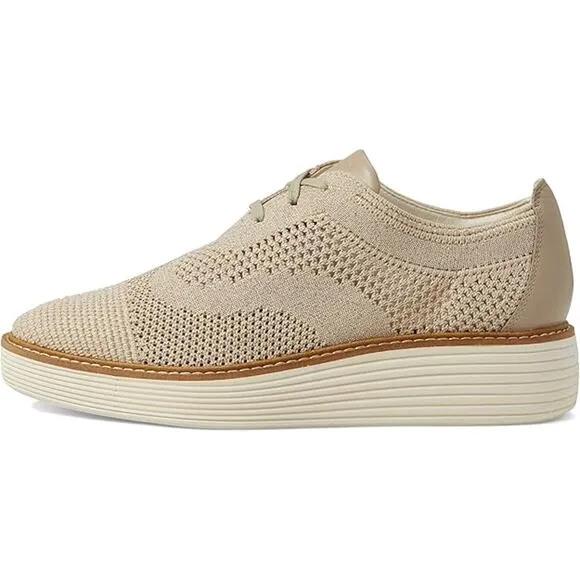 NWT Cole Haan Women's Originalgrand  Stitchlite Oxfords, Rye Knit/Ivory-Size 5.5