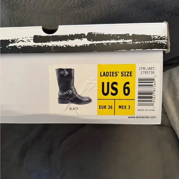 NWT Dolce Vita Black Leather Buckle Boots