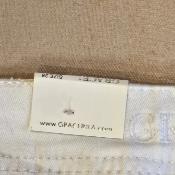 NWT Grace In LA White Skinny Jeans Womens Embellished Bedazzled Stretch Size 28