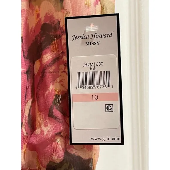 NWT Jessica Howard Women's Style Midi Sleeveless Chiffon Lurex Size 10