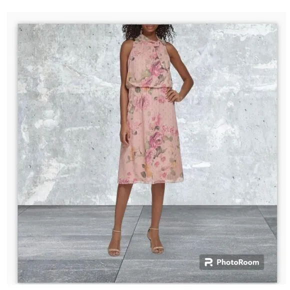 NWT Jessica Howard Women's Style Midi Sleeveless Chiffon Lurex Size 10