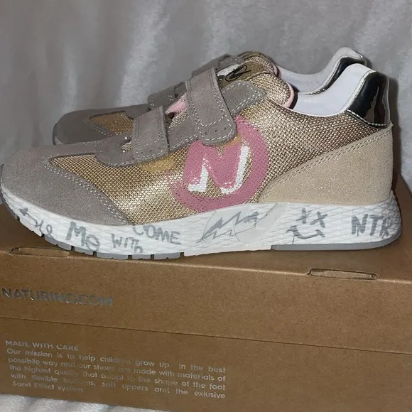 NWT NATURINO JESKO 2 VL. Suede and technical fabric sneakers in Beige-Grey