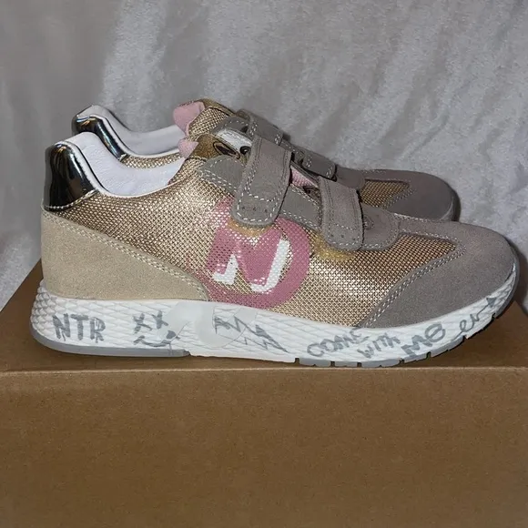 NWT NATURINO JESKO 2 VL. Suede and technical fabric sneakers in Beige-Grey