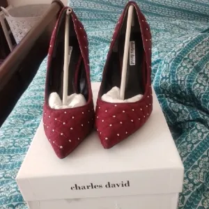 NWT NIB Charles David Red Studded Women's Stiletto Heels