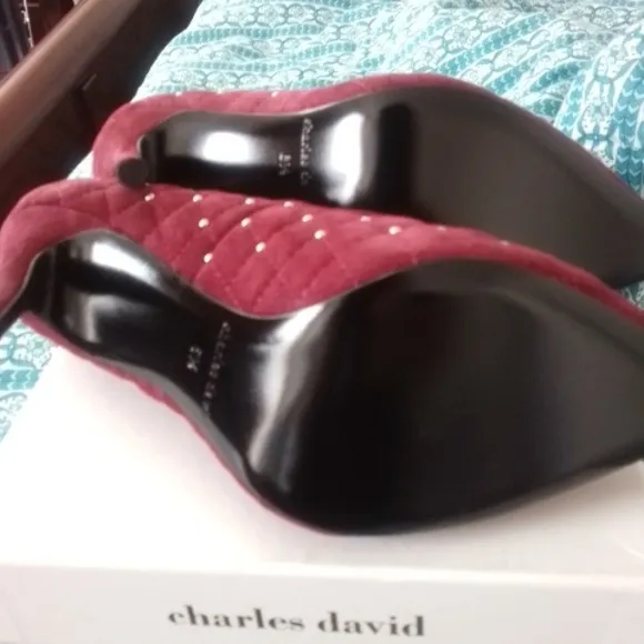 NWT NIB Charles David Red Studded Women's Stiletto Heels
