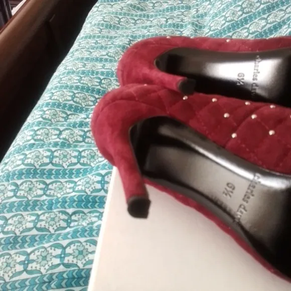 NWT NIB Charles David Red Studded Women's Stiletto Heels