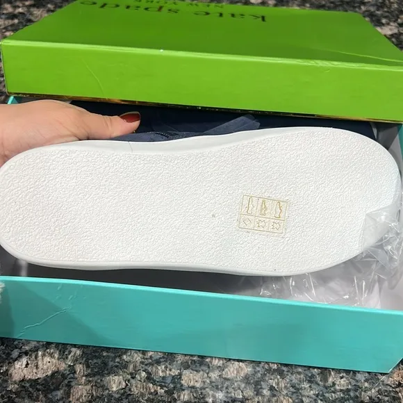 NWT NIB Kate Spade Lenna Navy Suede Sneakers