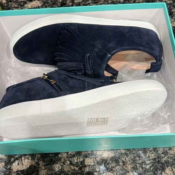 NWT NIB Kate Spade Lenna Navy Suede Sneakers