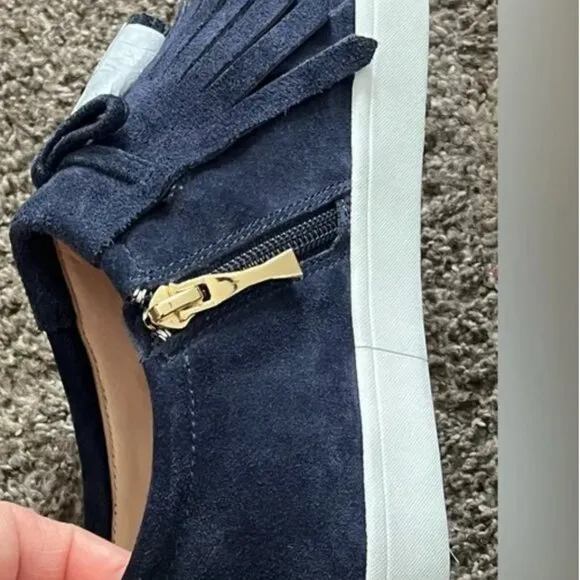 NWT NIB Kate Spade Lenna Navy Suede Sneakers