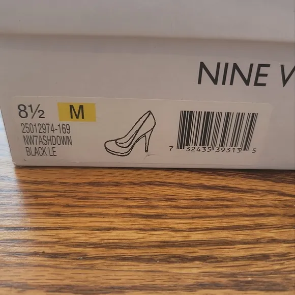 NWT Nine West Ashdown Black Genuine Leather Platform Round Toe Heels Shoes