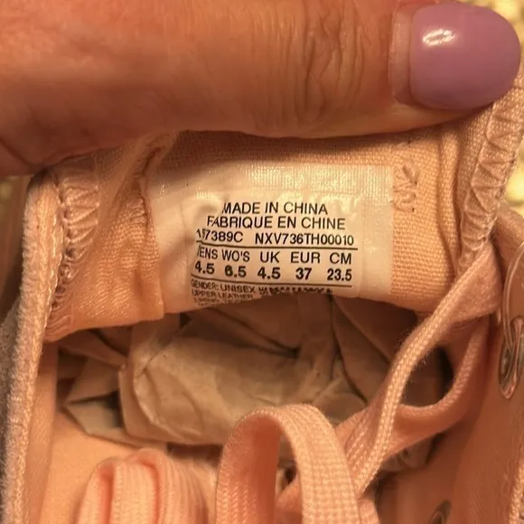 NWT no box pink &amp; rose gold suede converses sneakers size 6.5