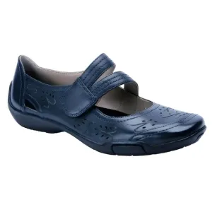 NWT Ros Hommerson Navy Blue Leather Velcro Comfort Floral Loafers Mocassins 7.5