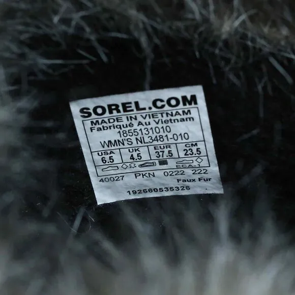 NWT! Sorel Joan of Arctic Waterproof Snow Boot, Black, Gray, Size 6.5