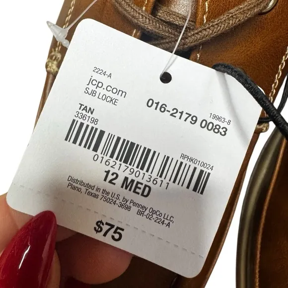 NWT St John’s Bay Brown Leather Boat Shoes Size 12