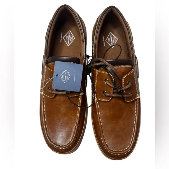 NWT St John’s Bay Brown Leather Boat Shoes Size 12