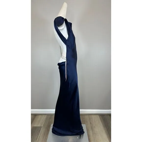 NWT The Bar Pierre Silk Satin Cowl Back Gown Size 10 $598