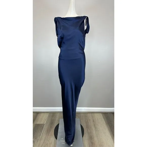 NWT The Bar Pierre Silk Satin Cowl Back Gown Size 10 $598