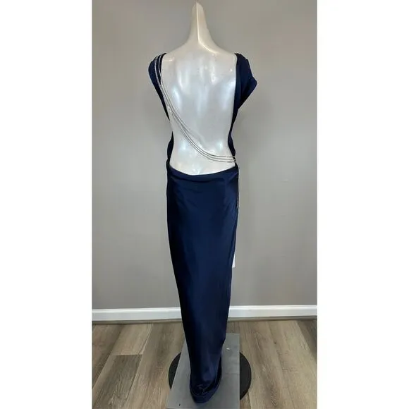 NWT The Bar Pierre Silk Satin Cowl Back Gown Size 10 $598