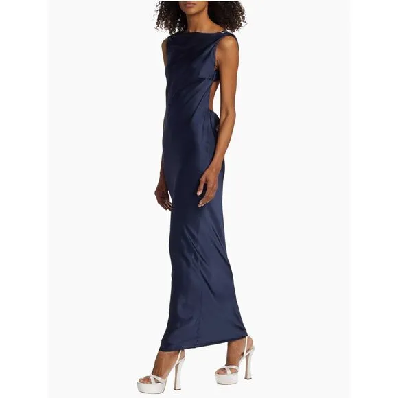 NWT The Bar Pierre Silk Satin Cowl Back Gown Size 10 $598