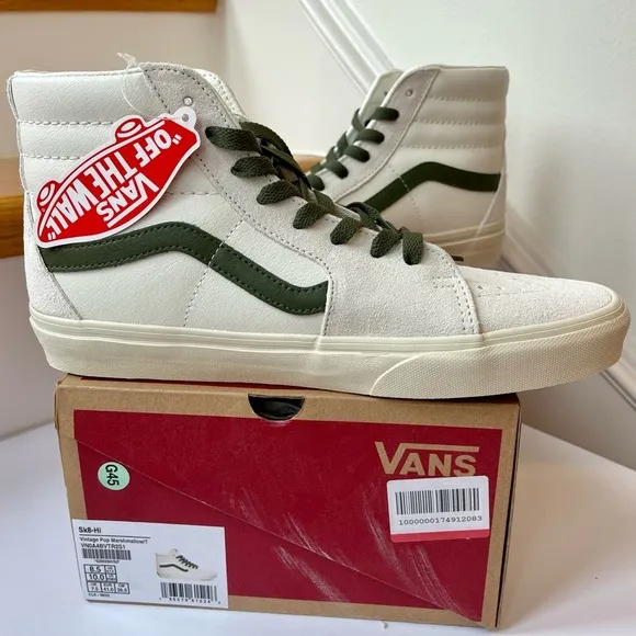 NWT Vans Sk8 Hi Leather Sneakers in Vintage Pop - Marshmallow Turtledove