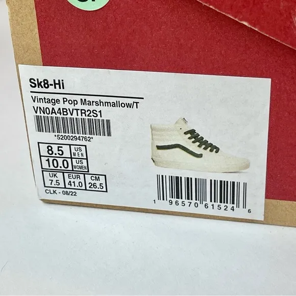 NWT Vans Sk8 Hi Leather Sneakers in Vintage Pop - Marshmallow Turtledove