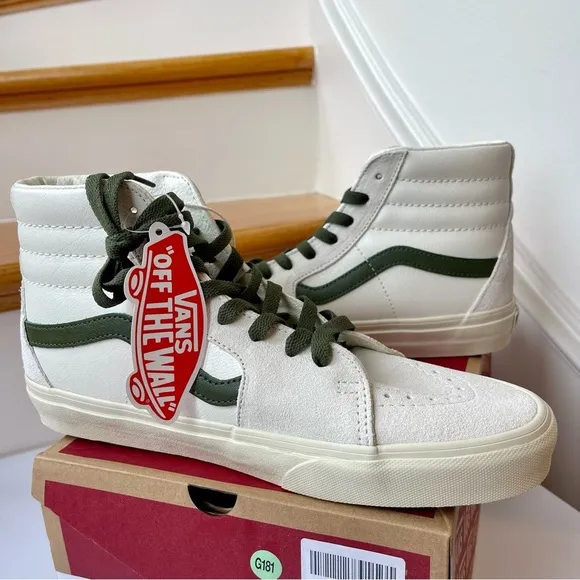 NWT Vans Sk8 Hi Leather Sneakers in Vintage Pop - Marshmallow Turtledove