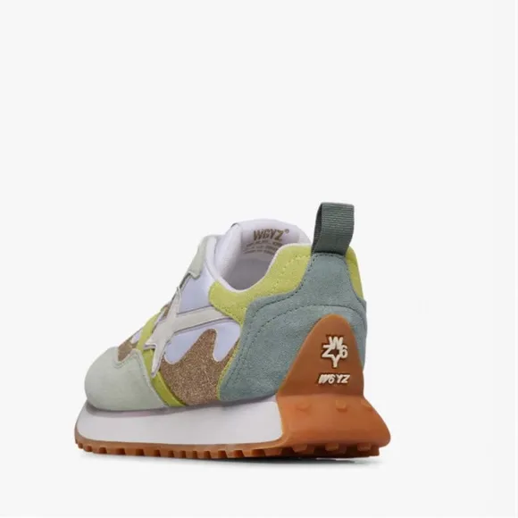 NWT W6YZ loop-w. Suede and Technical Fabric Sneakers in Green