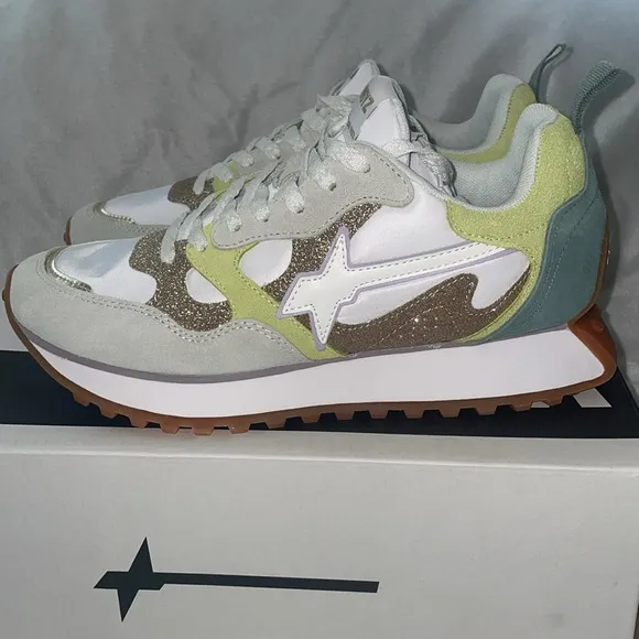 NWT W6YZ loop-w. Suede and Technical Fabric Sneakers in Green