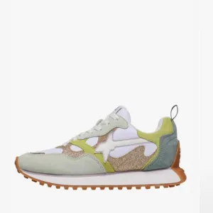 NWT W6YZ loop-w. Suede and Technical Fabric Sneakers in Green