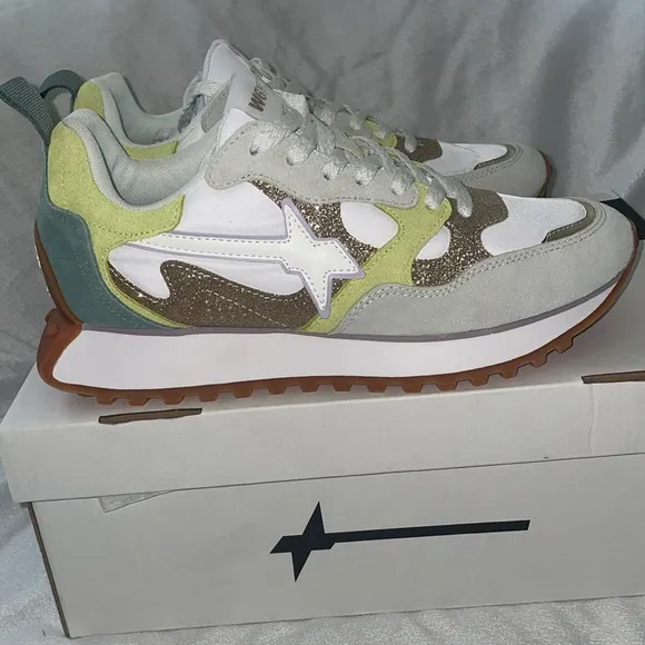 NWT W6YZ loop-w. Suede and Technical Fabric Sneakers in Green