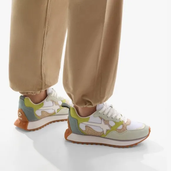 NWT W6YZ loop-w. Suede and Technical Fabric Sneakers in Green