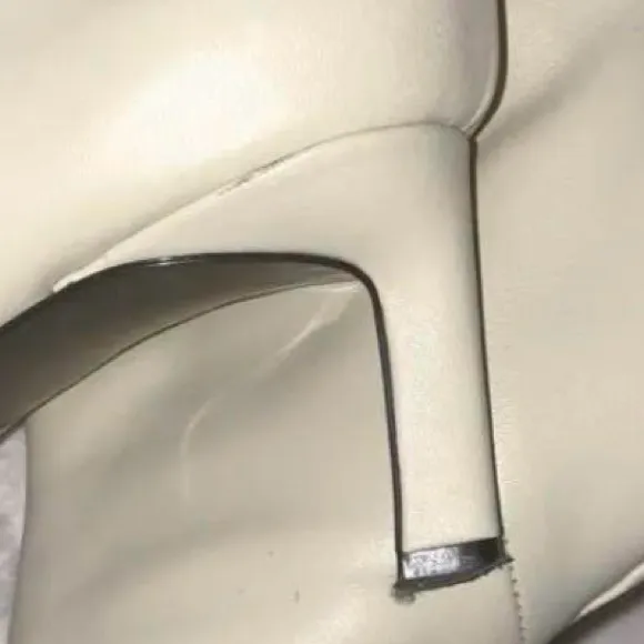 NWT. Zara Cream Leather High Heel Boots. Size 6.