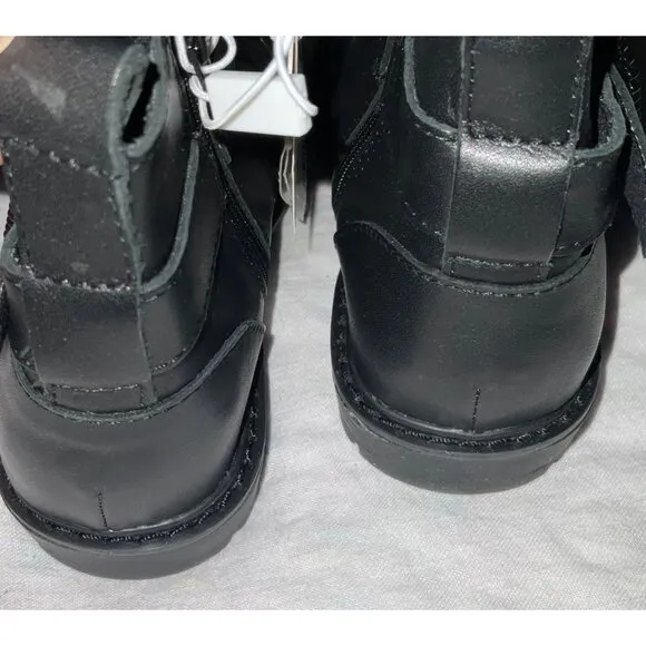 NWT ZARA kid boy girl black buckle leather boots  toddler 9.5