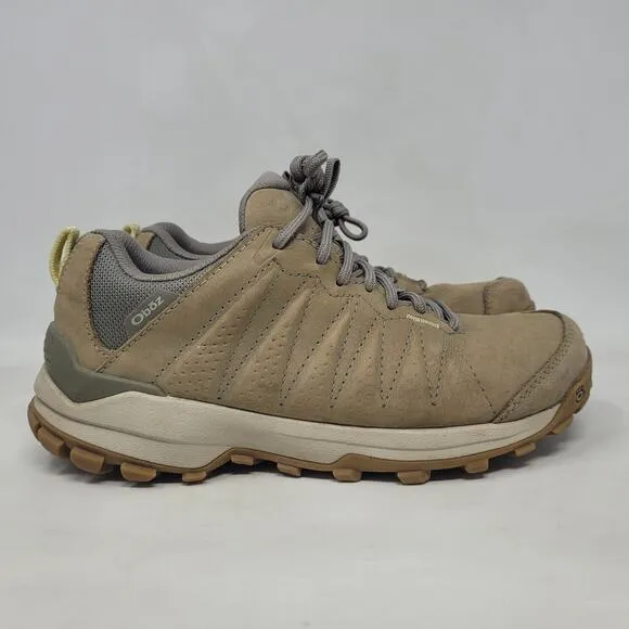Oboz Sypes Low Leather Shoes Womens 8 Beige Waterproof Hiking Outdoor Breathable