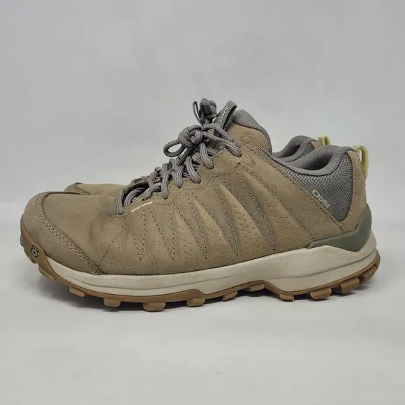Oboz Sypes Low Leather Shoes Womens 8 Beige Waterproof Hiking Outdoor Breathable