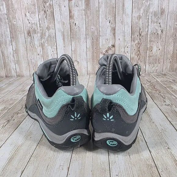 Oboz Waterproof‎ Hiking Shoes Gray Mint Outdoor Trail Walking Athletic Sneakers