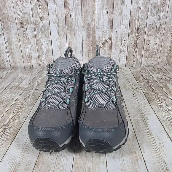 Oboz Waterproof‎ Hiking Shoes Gray Mint Outdoor Trail Walking Athletic Sneakers