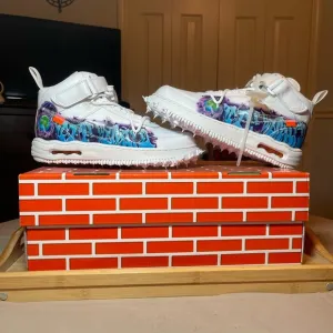 Off-White Nike Air Force 1 Mid SP Genuine Leather Purple Graffiti
