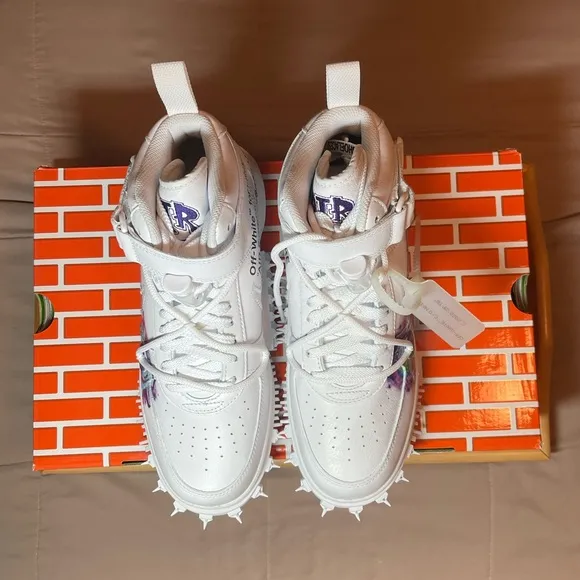 Off-White Nike Air Force 1 Mid SP Genuine Leather Purple Graffiti