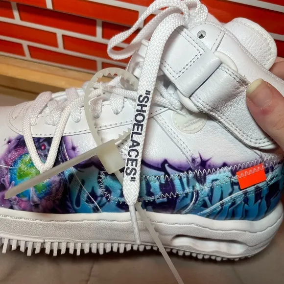 Off-White Nike Air Force 1 Mid SP Genuine Leather Purple Graffiti