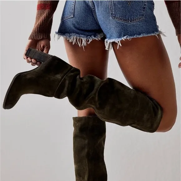 Olive Suede Women's Boots